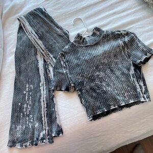 Ribbed Crop Top & Flare Pant - Set